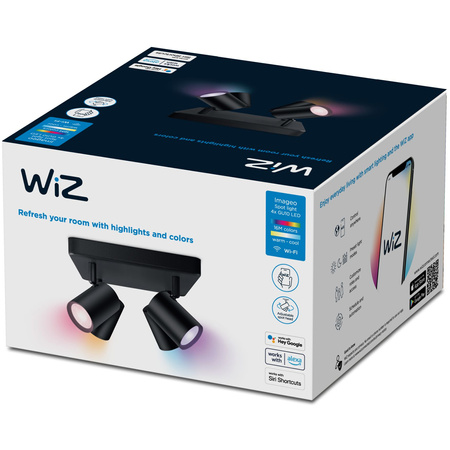 Stropní svítidlo LED SPOT černé 4x 5W WHITE + RGB SMART WiFi WiZ