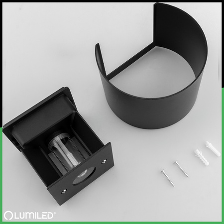 Zahradní nástěnná lampa LED G9 nastavitelná kulatá horní spodní černá PYXIS LUMILED