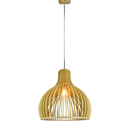 Závěsné svítidlo E27 Dřevěné stínidlo s chromovanou povrchovou úpravou kulaté 45x45cm VT-4453 V-TAC