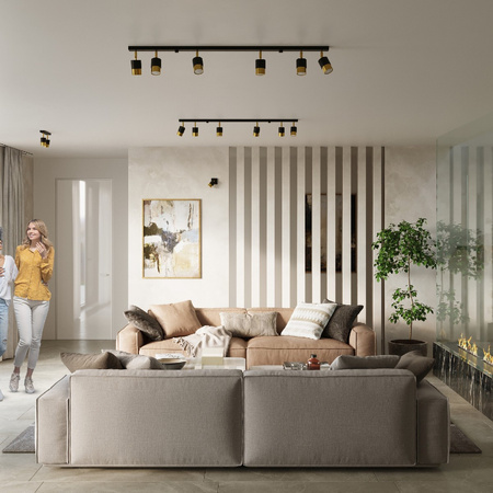 NERO stropní svítidlo 2xGU10 Reflektor Halogenové svítidlo Pohyblivé 30cm Černá Zlatá SOLLUX