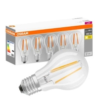 5x LED žárovka E27 A60 7W = 60W 806lm 2700K Teplá bílá 300° vlákno OSRAM