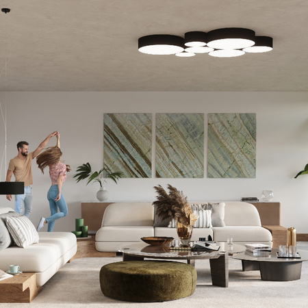 Svítidlo pro povrchovou montáž ARENA 4xE27 Plafond Round 55cm Moderní černobílé SOLLUX