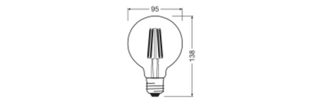 LED žárovka G95 E27 3,8W = 60W 806lm 3000K teplá bílá FILAMENT LEDVANCE