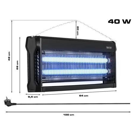 Insekticidní lampa Elektrická past 180m2 40W na mouchy komáry hmyz VAYOX