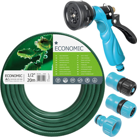 Sada zahradních hadic na vodu 1/2" 20 m, pistolový zavlažovač, přípojka se závitem, rychlospojka s koncovkou, rychlospojka s přepadem 1/2" CELLFAST