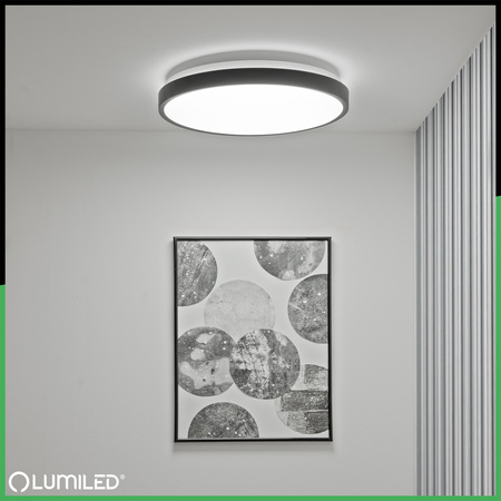 LED stropní podhled 24W 4000K CELIS Round IP44 Black Ring ALS LUMILED Povrchová montáž