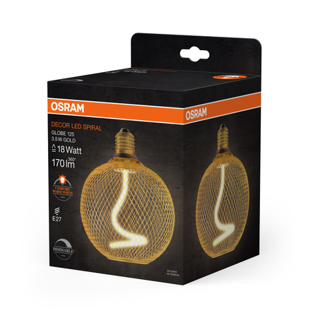Dekorativní LED žárovka E27 3,5W = 18W 170lm 1800K teplá bílá 320° Filament Dimmable Decor Osram