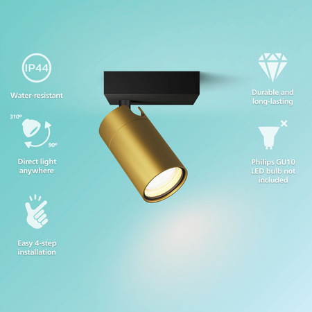 Nástěnné svítidlo GU10 IP44 Měděno-černé Kosipo Philips