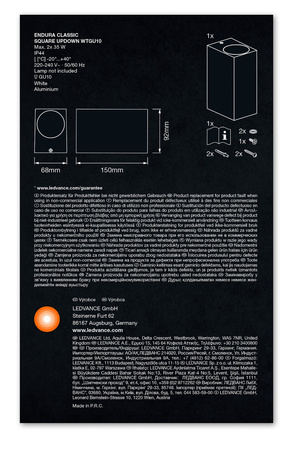 Nástěnné svítidlo ENDURA Classic Square UpDown White