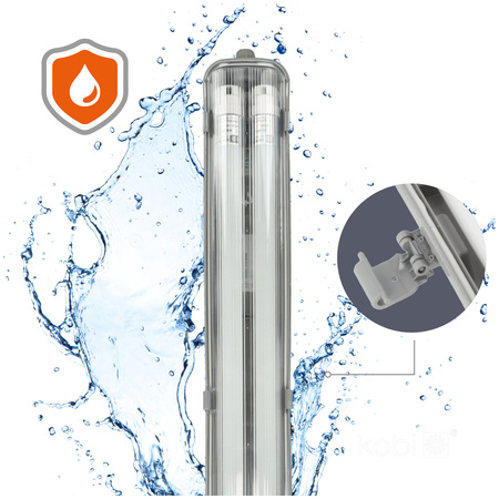 Průmyslová hermetická sada svítidel G2 + 2x LED zářivka T8 18W 120cm 6500K Cold IP65 Kobi