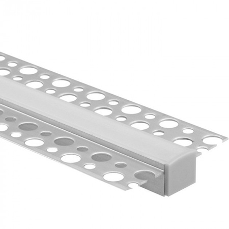 Hliníkový LED profil pro sádrokarton REGIPS Zapuštěný pod omítku eloxovaný 1m s matným difuzorem pro LED pásky + krytky Ecolight řady GP