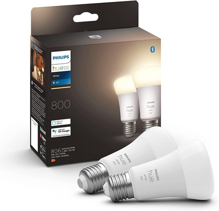 2x LED žárovka E27 A60 9 W = 60 W 800 lm 2700 K teplá bílá chytrá Bluetooth ZigBee White Philips Hue
