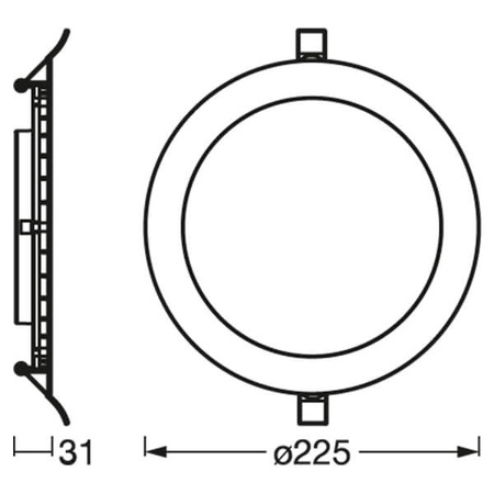 LED panelové vestavné stropní svítidlo DOWNLIGHT SLIM 22W 2000lm 6500K studené 22.5cm LEDVANCE