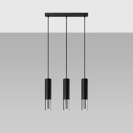 LOOPEZ 3L Závěsné stropní svítidlo 3xGU10 Elegant Black Chrome SOLLUX