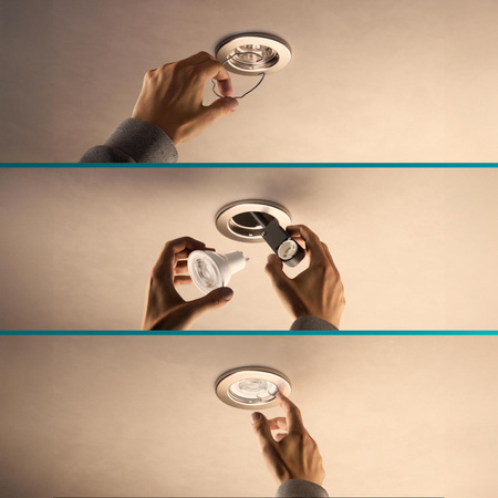 5x LED svítidlo GU10 pro zapuštěnou montáž Pevné hliníkové kulaté niklové Peridot Philips