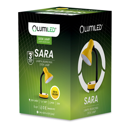 Stolní lampa Školní Noční E27, Nastavitelná Žlutá LUMILED