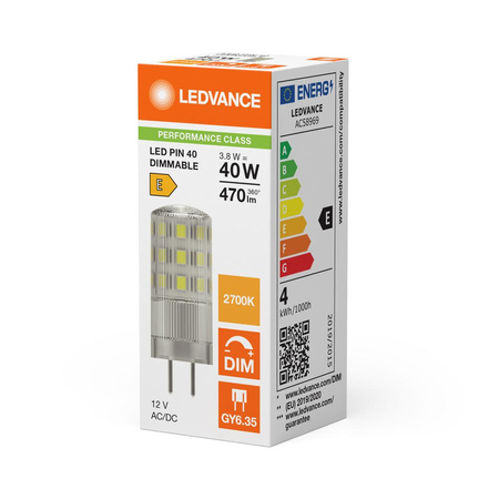 LED žárovka GY6.35 3,8W = 40W 470lm 2700K Warm 320° 12V stmívatelná Ledvance