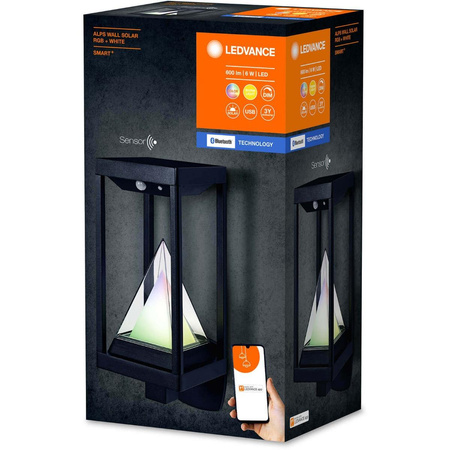 Chytrá solární zahradní nástěnná lampa 6W 400lm RGB+W SMART+ BLUETOOTH LEDVANCE