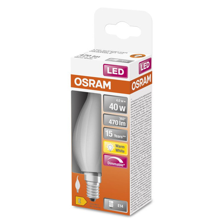 LED žárovka E14 BA35 4W = 40W 470lm 2700K Teplá bílá 300° vlákno OSRAM SUPERSTAR Stmívatelné