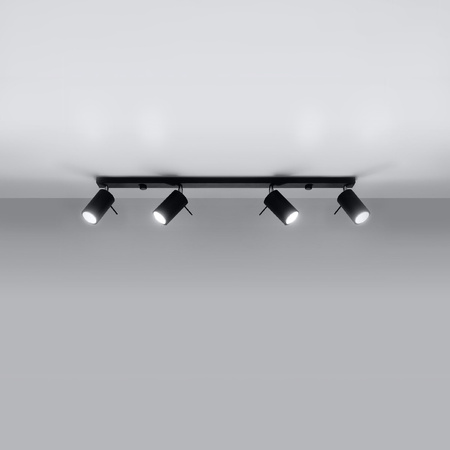 Svítidlo pro povrchovou montáž RING 4L 4xGU10 Reflektor halogenový pohyblivý minimalistický černý SOLLUX