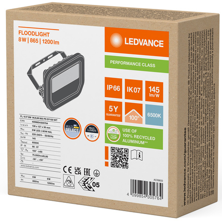 LED reflektor 8W 1200lm 6500K IP66 bílý LEDVANCE reflektor