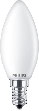 LED žárovka na svíčku E14 B35 6.5W = 60W 806lm 2700K Teplá bílá vlákno mléčné PHILIPS