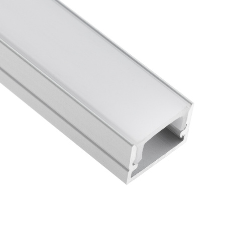 Povrchový Eloxovaný Hliníkový Profil pro LED KM33, Stříbrný 1m + Mléčná Krytka + Záslepky LUMILED