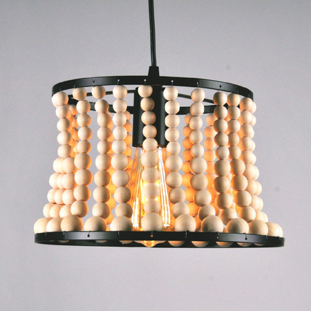 Stropní závěsné svítidlo BRENA 1x E27 převisové černé dřevo GOLDLUX (Polux)