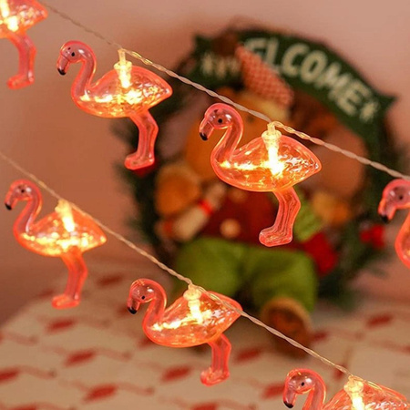 DEKORATIVNÍ zahradní SOLÁRNÍ VĚNA 10 růžových plameňáků 6500K GOLDLUX (Polux)