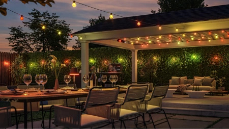 Venkovní zahradní girlanda 21 m IP65 30LED RGB SMART Smart Bluetooth ZigBee Bílá a barevná Ambiance Festavia Philips HUE