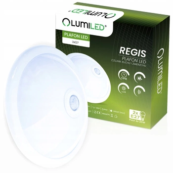 2x E27 Plafon LED Stropní svítidlo, snímač pohybu a soumraku 30cm IP44 kulatý Bílý REGIS LUMILED