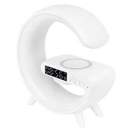 LED stolní lampa 3W 420lm RGB dobíjecí herní indukční nabíječka reproduktor BlueTooth vypínač bílá Masterled