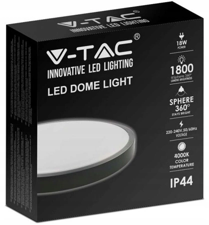 Stropní LED koupelnové panelové svítidlo 18W 1800lm 4000K IP44 23cm kulatá černá