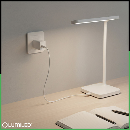 Nabíječka 1x USB 5V/1A DC adaptér Stolní lampa bílá Lumiled