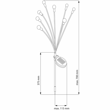 Solární dmychadlová kulová lampa IP44 3000K 70 cm