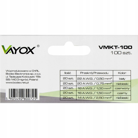 Kabelové koncovky. izolované konektory VMKT-100 VAYOX
