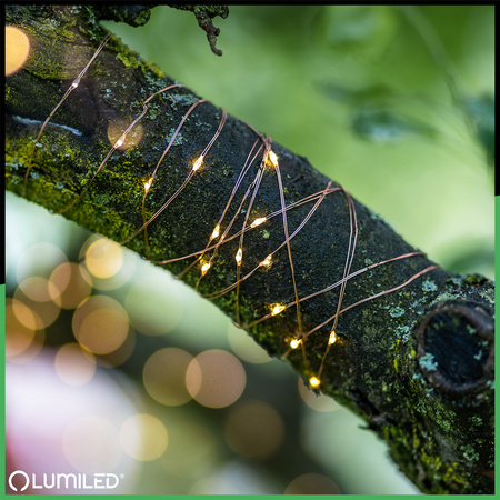 Solární Zahradní Světelný Řetěz 100x LED Dekorační Dráty 12m 2700K Teplá + DÁLKOVÉ OVLÁDÁNÍ FILO LUMILED