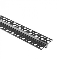 Hliníkový LED profil pro sádrokarton REGIPS Zapuštěný pod omítku černý 2m s průhledným difuzorem pro LED pásky + krytky Ecolight řady GPW