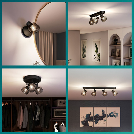 Reflektorové stropní svítidlo 2x E14 Black Sleet Philips