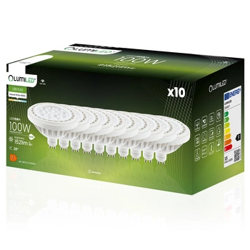 10x Žárovka LED ES111, GU10 15W = 100W 1521lm 4000K Teplá bílá 38° LUMILED