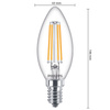 LED žárovka na svíčku E14 B35 6.5W = 60W 806lm 2700K Teplá bílá vlákno PHILIPS