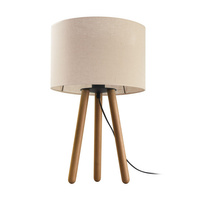 TOKYO LINEN Stolní noční lampa béžová a dřevěná buková skandinávská E27 5291 TK Lighting