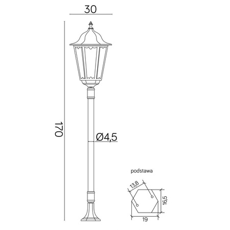 Venkovní zahradní lampový stožár LANTERN E27 Retro Maxi K 5002/1 BD 45 170cm černá Su-Ma