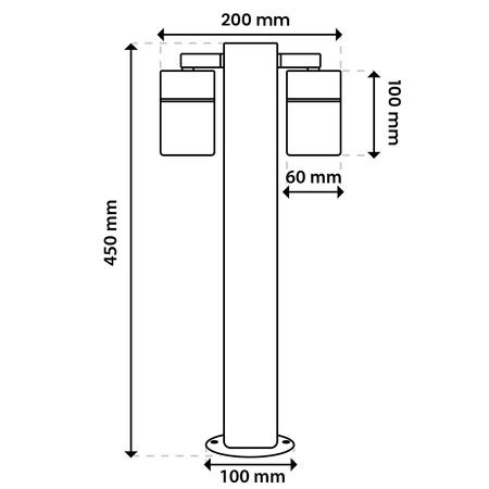 Venkovní zahradní lampa 2x GU10, sloupek stojací reflektor 45cm LUMILED