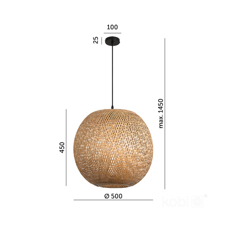 Bambusová dekorativní závěsná lampa E27 Boho Bitavia Kobi