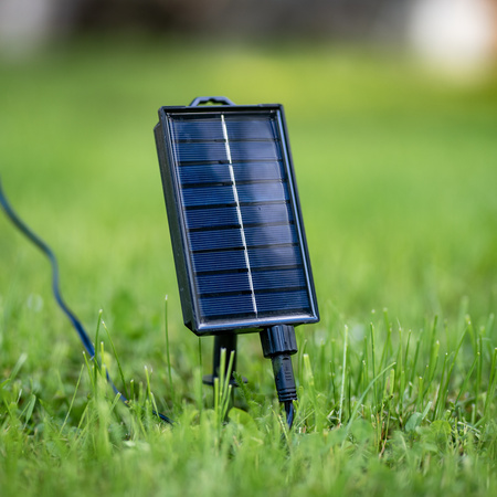 Solární zahradní girlanda 30x LED dekorativní žárovky 9,8 m 2700K Warm + PYRIS LUMILED dálkové ovládání