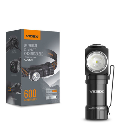 LED dobíjecí vodotěsná čelová svítilna 10W 600lm 5700K A055H VIDEX