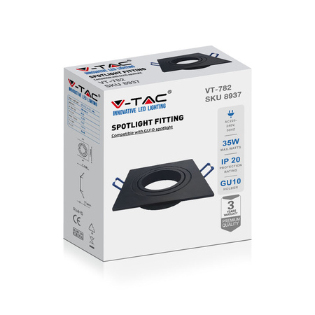 Stropní svítidlo zapuštěné GU10 čtvercové černé VT-782 V-TAC