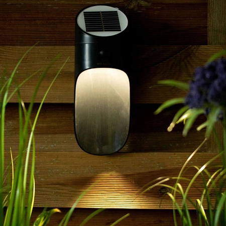 Solární zahradní nástěnná lampa LED fasádní lampa 5000K Senzor pohybu Černá