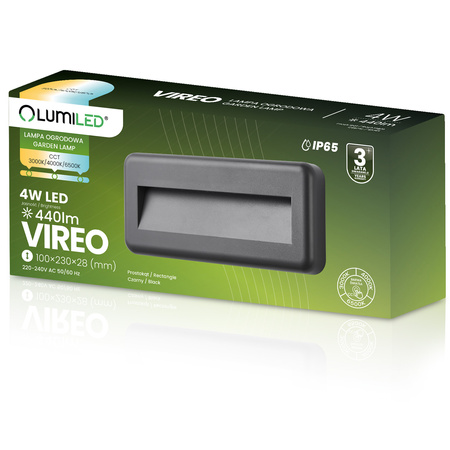 Venkovní zahradní schodišťová nástěnná lampa CCT 3000-6500K LED 4W IP65 VIREO LUMILED